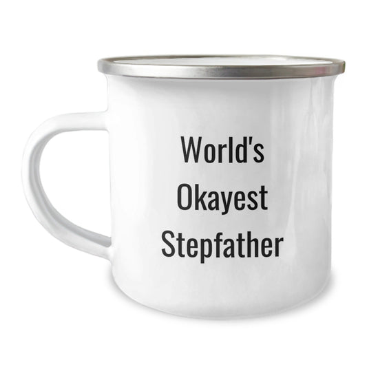 Funny Stepfather Gifts, World's Okayest Stepfather Camping Mug, Birthday Unique Gifts from Family to Men - The Buy Boom