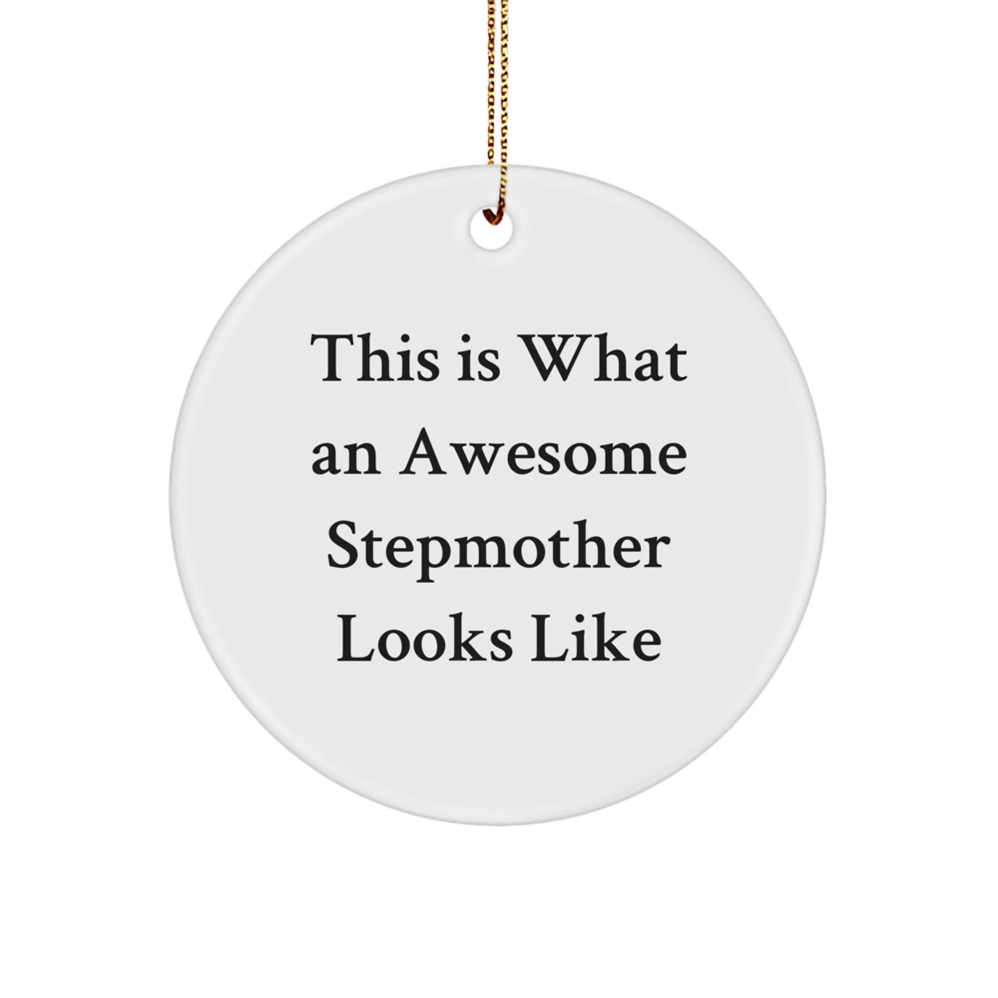 Funny Stepmother Gifts from Family - Circle Ornament with 'This Is What An Awesome Stepmother Looks Like' Quote, Perfect for Christmas - The Buy Boom