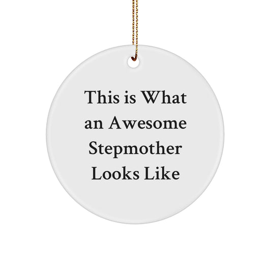 Funny Stepmother Gifts from Family - Circle Ornament with 'This Is What An Awesome Stepmother Looks Like' Quote, Perfect for Christmas - The Buy Boom