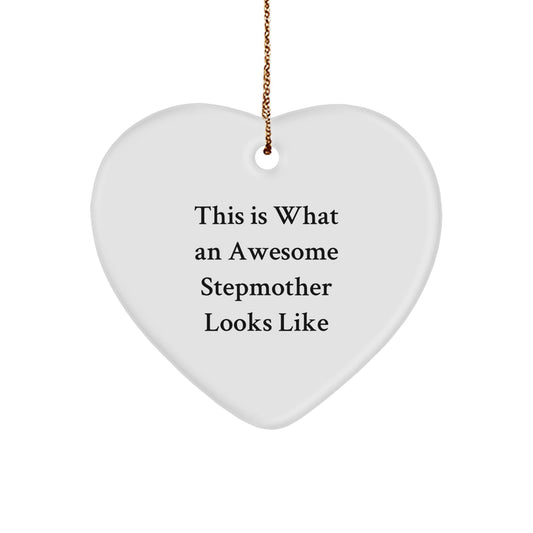 Funny Stepmother Gifts from Family, Heart Ornament with 'This Is What An Awesome Stepmother Looks Like' Quote, Christmas Unique Presents for Stepmothers - The Buy Boom