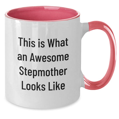 Funny Stepmother Gifts from Friends and Family, This Is What An Awesome Stepmother Looks Like, Two Tone Coffee Mug for Birthday - The Buy Boom