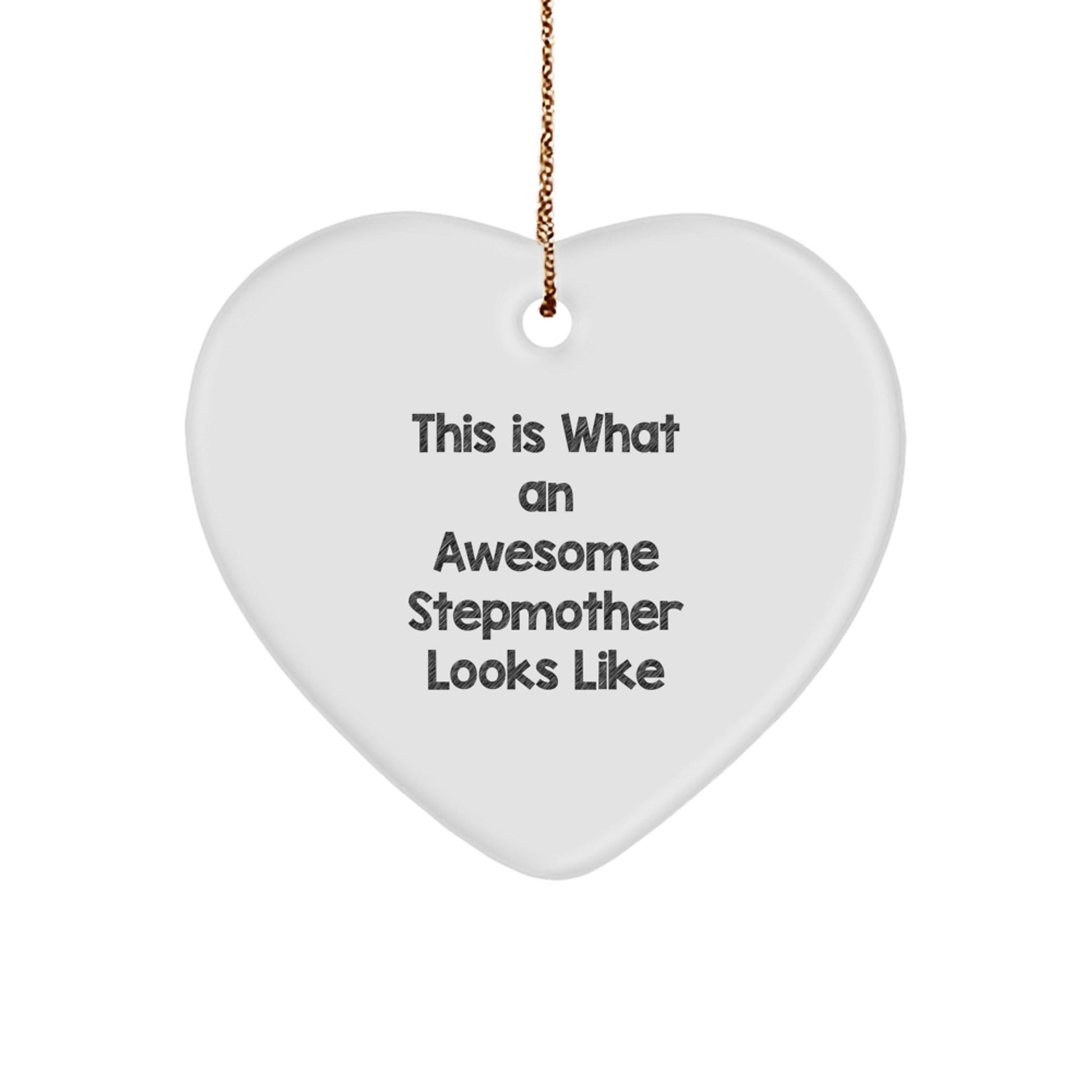 Funny Stepmother Gifts from Men, Unique Heart Ornament with 'This Is What An Awesome Stepmother Looks Like' Quote, Christmas Unique Gifts for Stepmothers, Women, Friends, and Family - The Buy Boom