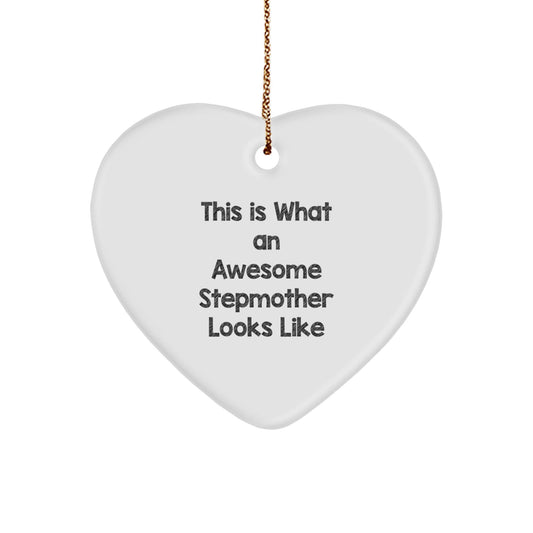 Funny Stepmother Gifts from Men, Unique Heart Ornament with 'This Is What An Awesome Stepmother Looks Like' Quote, Christmas Unique Gifts for Stepmothers, Women, Friends, and Family - The Buy Boom