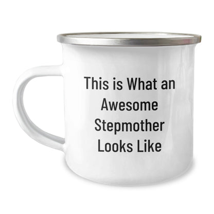 Funny Stepmother Gifts, This Is What An Awesome Stepmother Looks Like, Birthday Unique Gifts from Family to Stepmother, 12 oz Stainless Steel Camping Mug - The Buy Boom