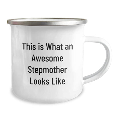 Funny Stepmother Gifts, This Is What An Awesome Stepmother Looks Like, Birthday Unique Gifts from Family to Stepmother, 12 oz Stainless Steel Camping Mug - The Buy Boom