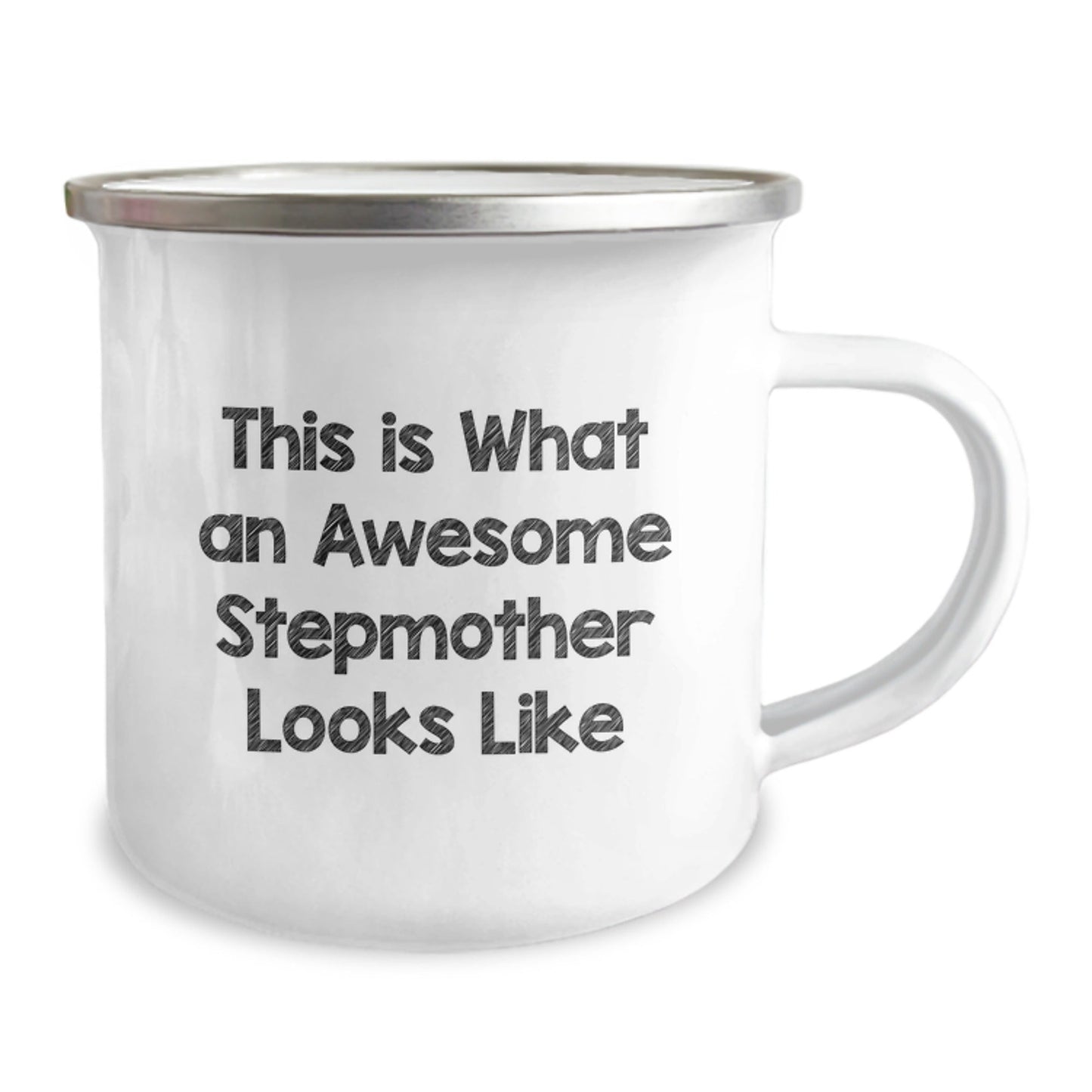 Funny Stepmother Gifts, This Is What An Awesome Stepmother Looks Like, Birthday Unique Gifts from Family to Stepmother, Camping Mug with Enamel Finish - The Buy Boom