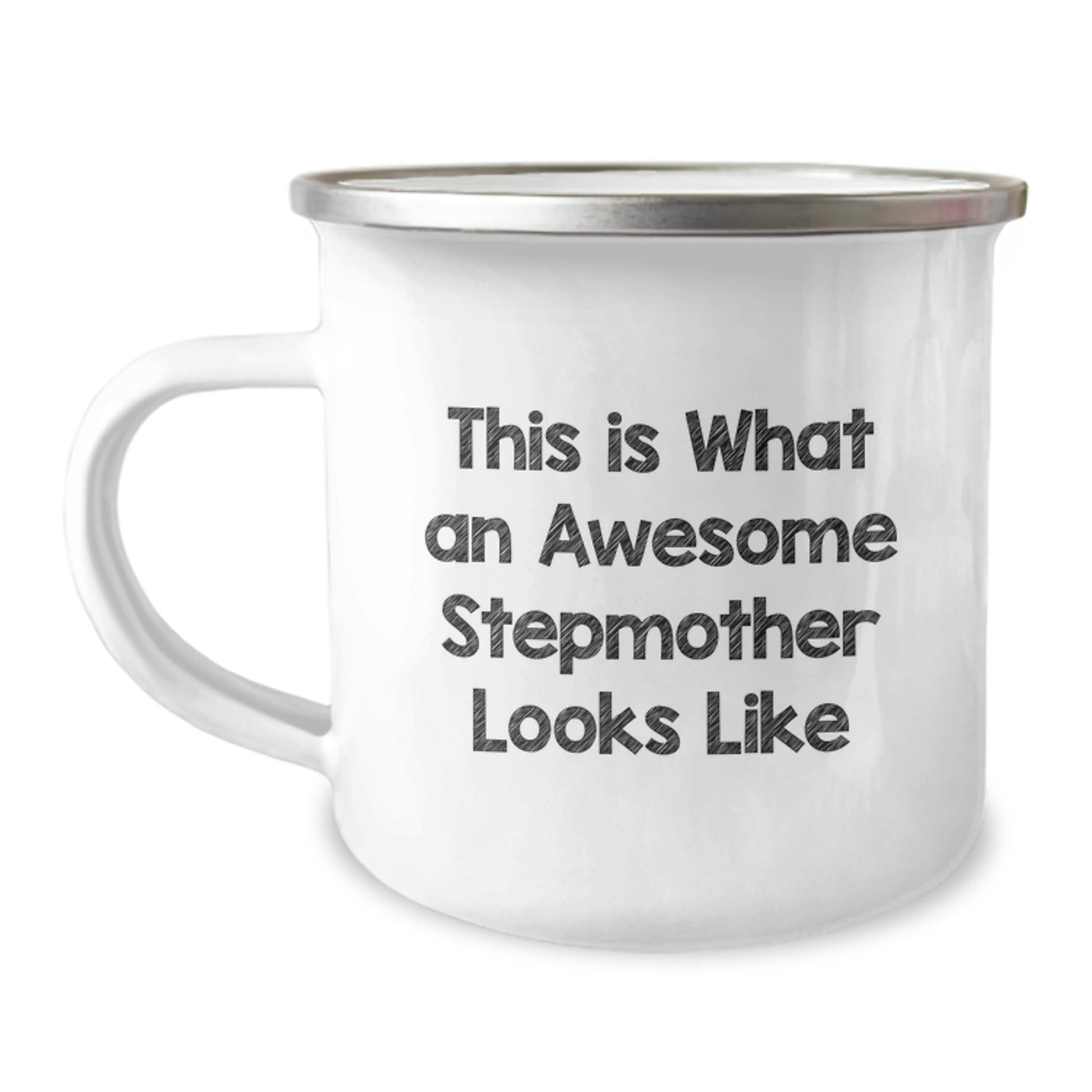 Funny Stepmother Gifts, This Is What An Awesome Stepmother Looks Like, Birthday Unique Gifts from Family to Stepmother, Camping Mug with Enamel Finish - The Buy Boom
