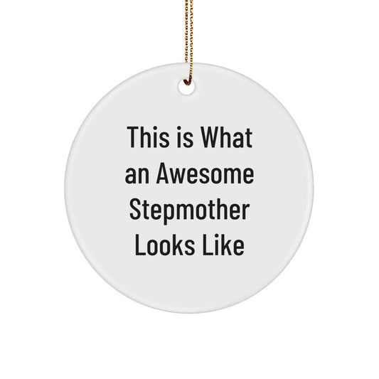 Funny Stepmother Gifts - This Is What An Awesome Stepmother Looks Like, Circle Ornament for Stepmother from Friends, Unique Christmas Unique Gifts for Her - The Buy Boom