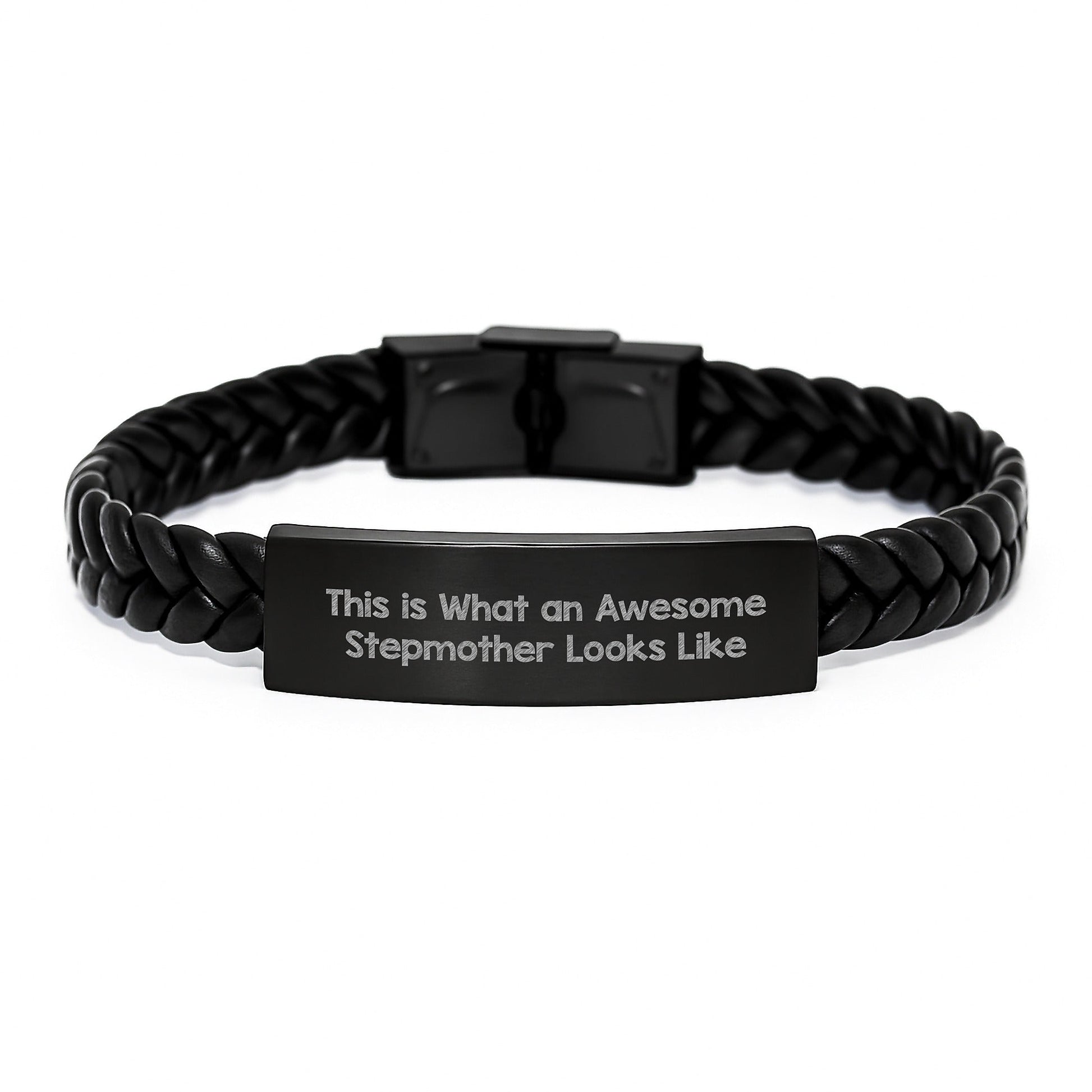 Funny Stepmother Gifts, This Is What An Awesome Stepmother Looks Like, Interlaced Leather Bracelet for Birthday, Gifts from Family to Stepmother, Gifts for Stepmother - The Buy Boom