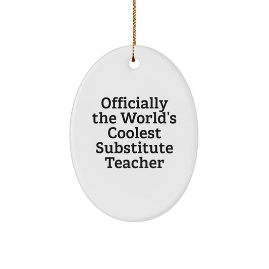 Funny Substitute Teacher Gifts, Officially The World's Coolest, Oval Ornament, Christmas Unique Gifts from Friends to Substitute Teacher - The Buy Boom