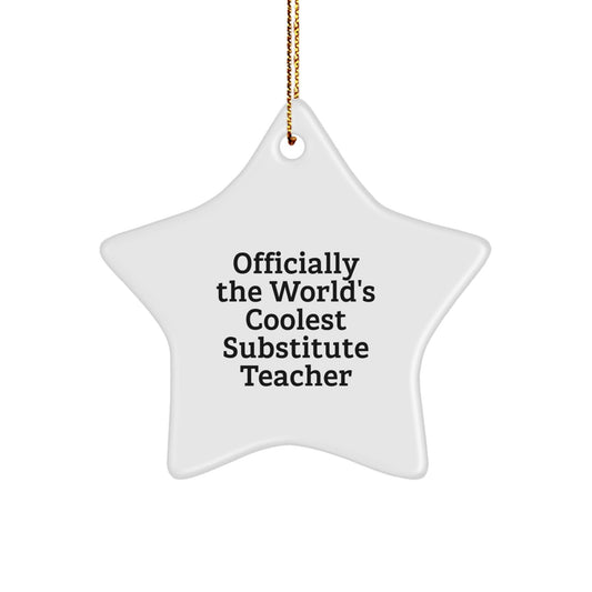 Funny Substitute Teacher Gifts, 'Officially The World's Coolest Substitute Teacher' Star Ornament for Christmas, Gifts from Friends to Substitute Teacher - The Buy Boom
