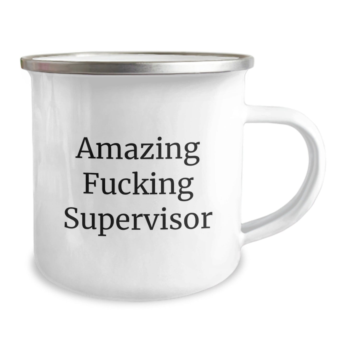 Funny Supervisor Birthday Unique Gifts from Friends - Amazing Supervisor Camping Mug, 12 oz Stainless Steel with Enamel Finish, Inspirational Quote for Men Women Coworkers Family - The Buy Boom