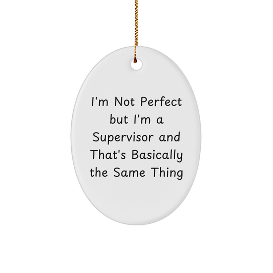 Funny Supervisor Gifts from Friends to Coworkers - 'I'm Not Perfect' Oval Ornament for Christmas - The Buy Boom
