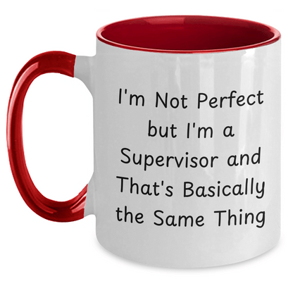Funny Supervisor Gifts from Men to Supervisor, Two Tone Coffee Mug with Quote 'I'm Not Perfect But I'm A Supervisor And That's Basically The Same Thing' for Father's Day - The Buy Boom