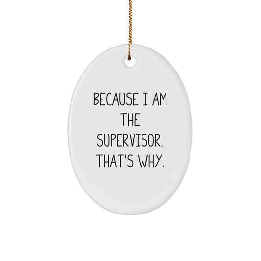Funny Supervisor Oval Ornament Gifts from Family for Christmas Decorations Because 'I Am The Supervisor, That's Why!' - The Buy Boom