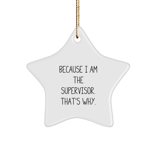 Funny Supervisor Star Ornament Gifts from Men to Boss - Because I Am The Supervisor. That's Why. Christmas Unique Gifts for Supervisor - The Buy Boom