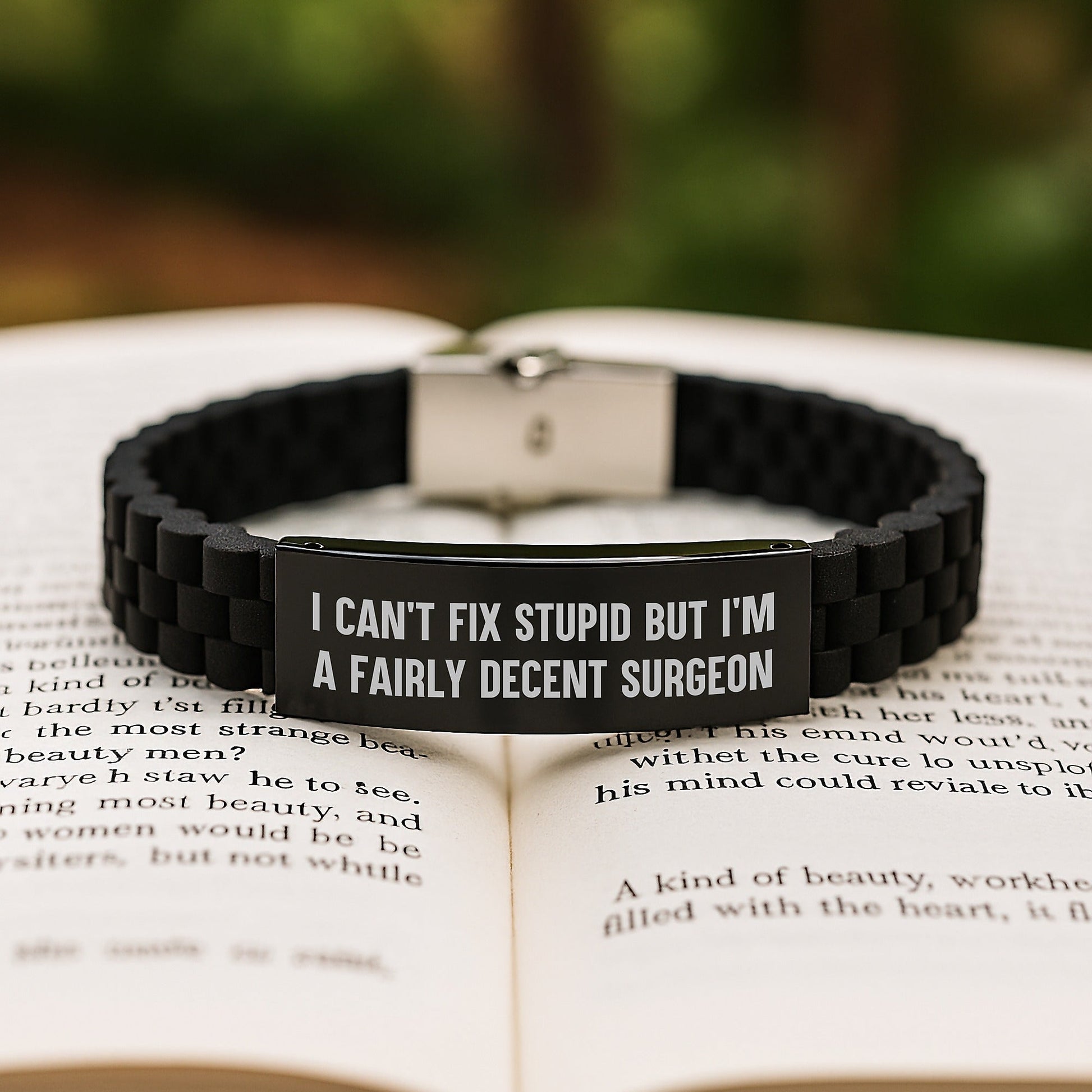 Funny Surgeon Gifts for Men, Glide lock Clasp Bracelet with I Can't Fix Stupid Quote, Christmas Unique Presents from Family - The Buy Boom