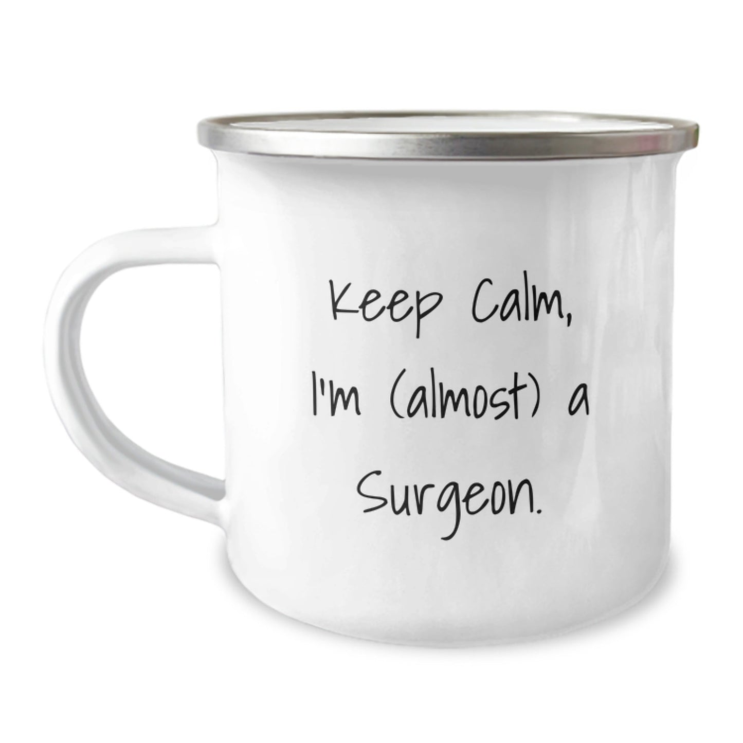 Funny Surgeon Gifts for Men, 'Keep Calm, I'm (almost) A Surgeon' Camping Mug for Graduation, Perfect Unique Gifts from Friends to Coworkers, Stainless Steel with Enamel Finish - The Buy Boom