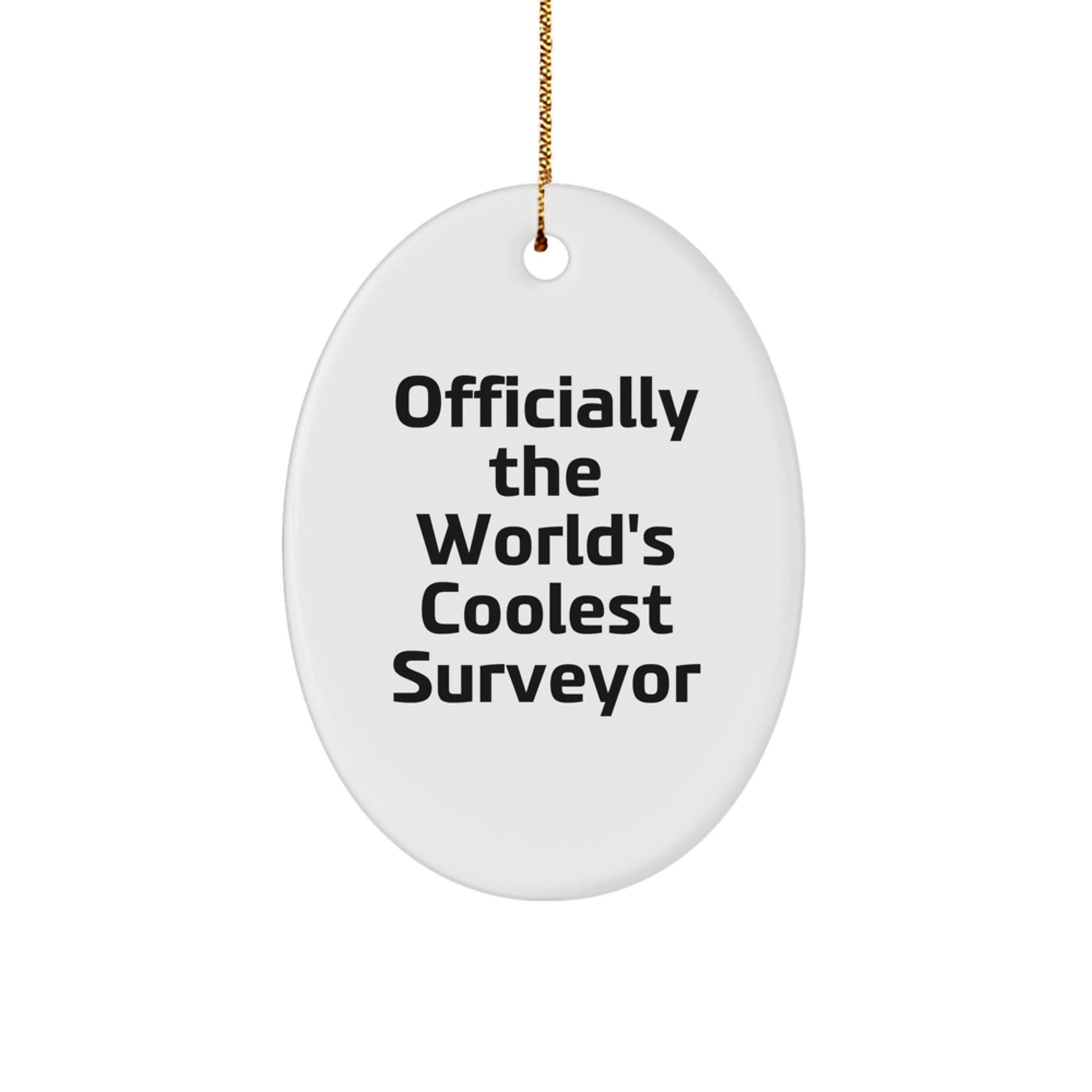 Funny Surveyor Gifts from Friends, Officially The World's Coolest Surveyor Oval Ornament for Men, Unique Christmas Unique Gifts for Surveyor - The Buy Boom