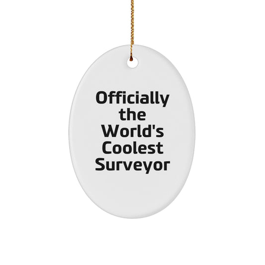 Funny Surveyor Gifts from Friends, Officially The World's Coolest Surveyor Oval Ornament for Men, Unique Christmas Unique Gifts for Surveyor - The Buy Boom