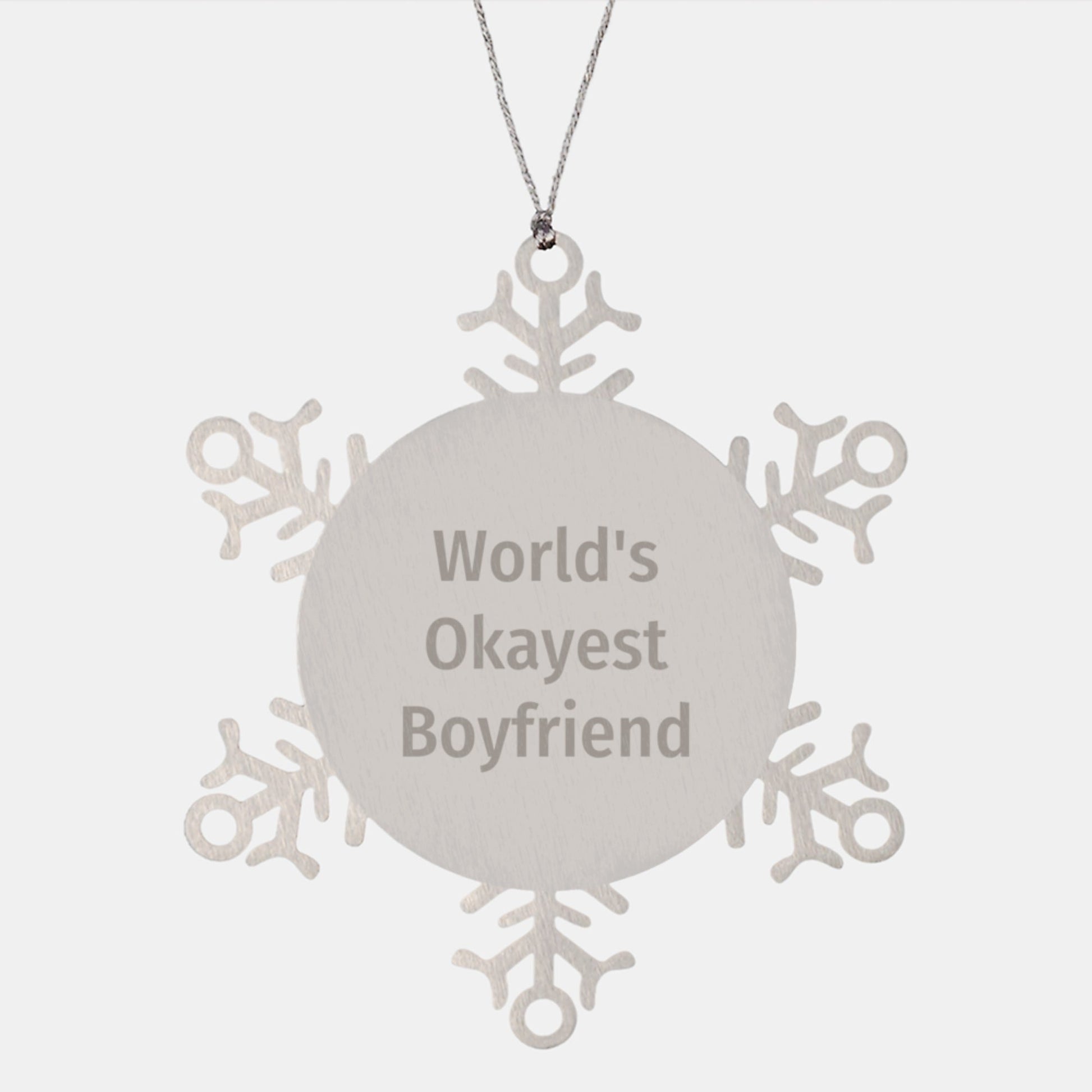 Funny Sweetheart Gifts Snowflake Ornament World's Okayest Quote for Him, Gifts from Men to Sweetheart, Unique Christmas Unique Gifts - The Buy Boom