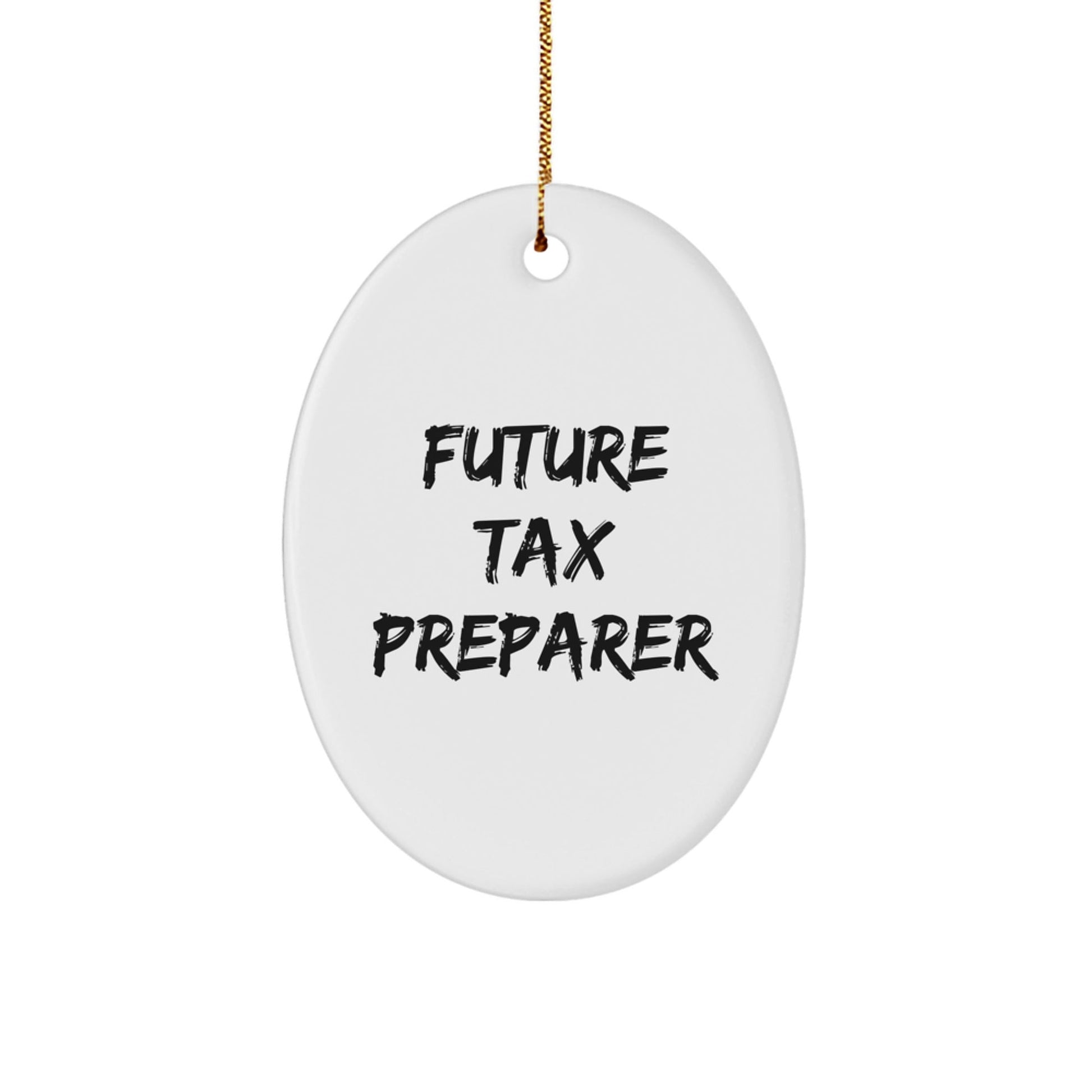 Funny Tax Preparer Gifts for Men - Future Tax Preparer Oval Ornament with Gift Box, Ships with Gold Cord, Perfect for Christmas Unique Gifts from Friends - The Buy Boom