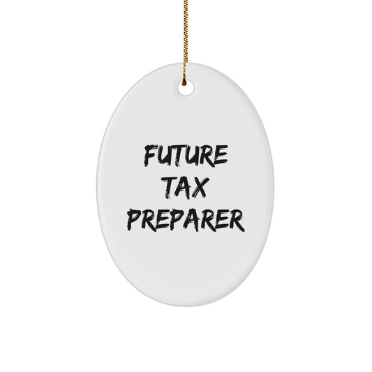 Funny Tax Preparer Gifts for Men - Future Tax Preparer Oval Ornament with Gift Box, Ships with Gold Cord, Perfect for Christmas Unique Gifts from Friends - The Buy Boom