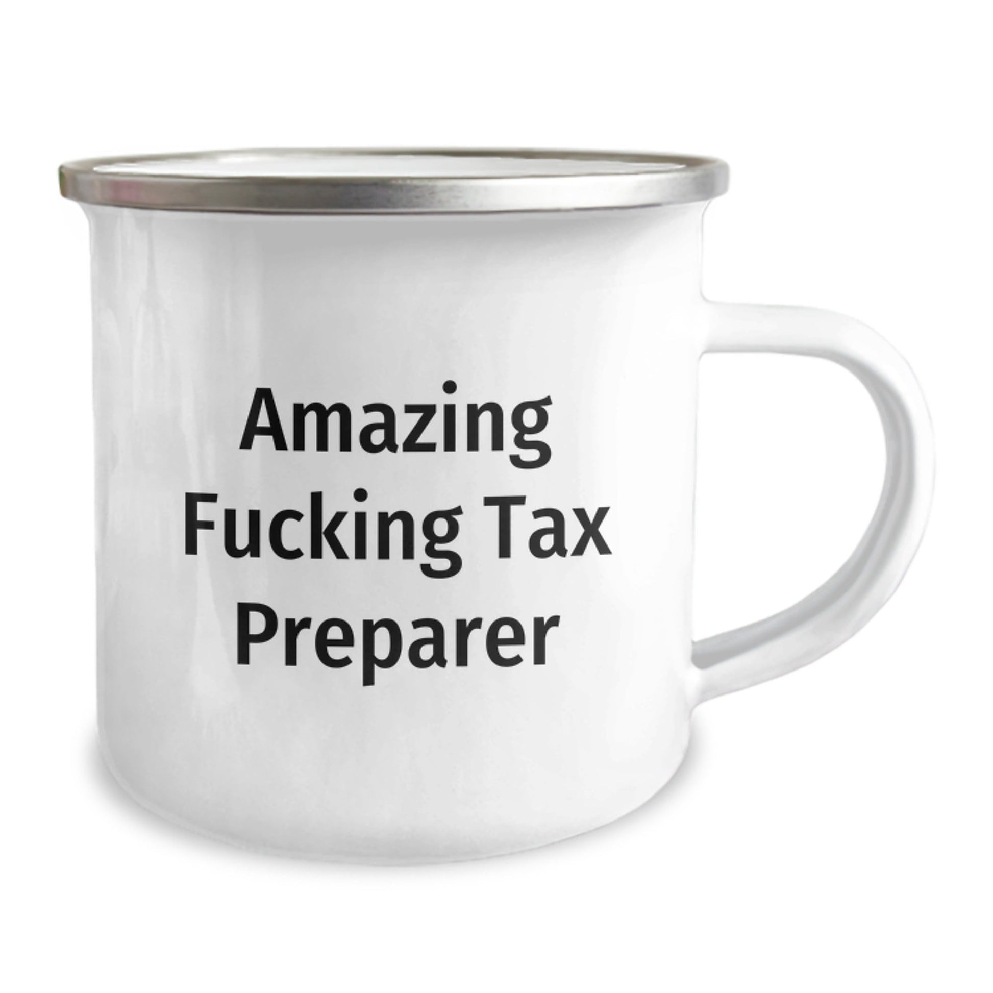 Funny Tax Preparer Gifts from Friends for Birthday - Amazing F - king Tax Preparer Quote on Camping Mug, 12 oz Stainless Steel with Enamel Finish - The Buy Boom