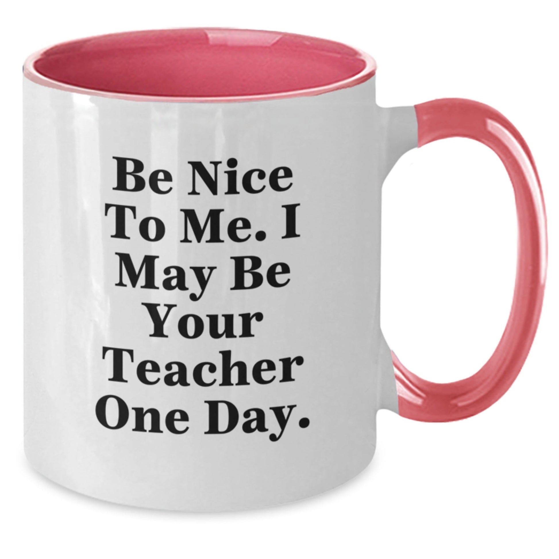 Funny Teacher Gifts from Friends - Be Nice To Me. I May Be Your Teacher One Day. Two Tone Coffee Mug for Teacher Graduation - The Buy Boom