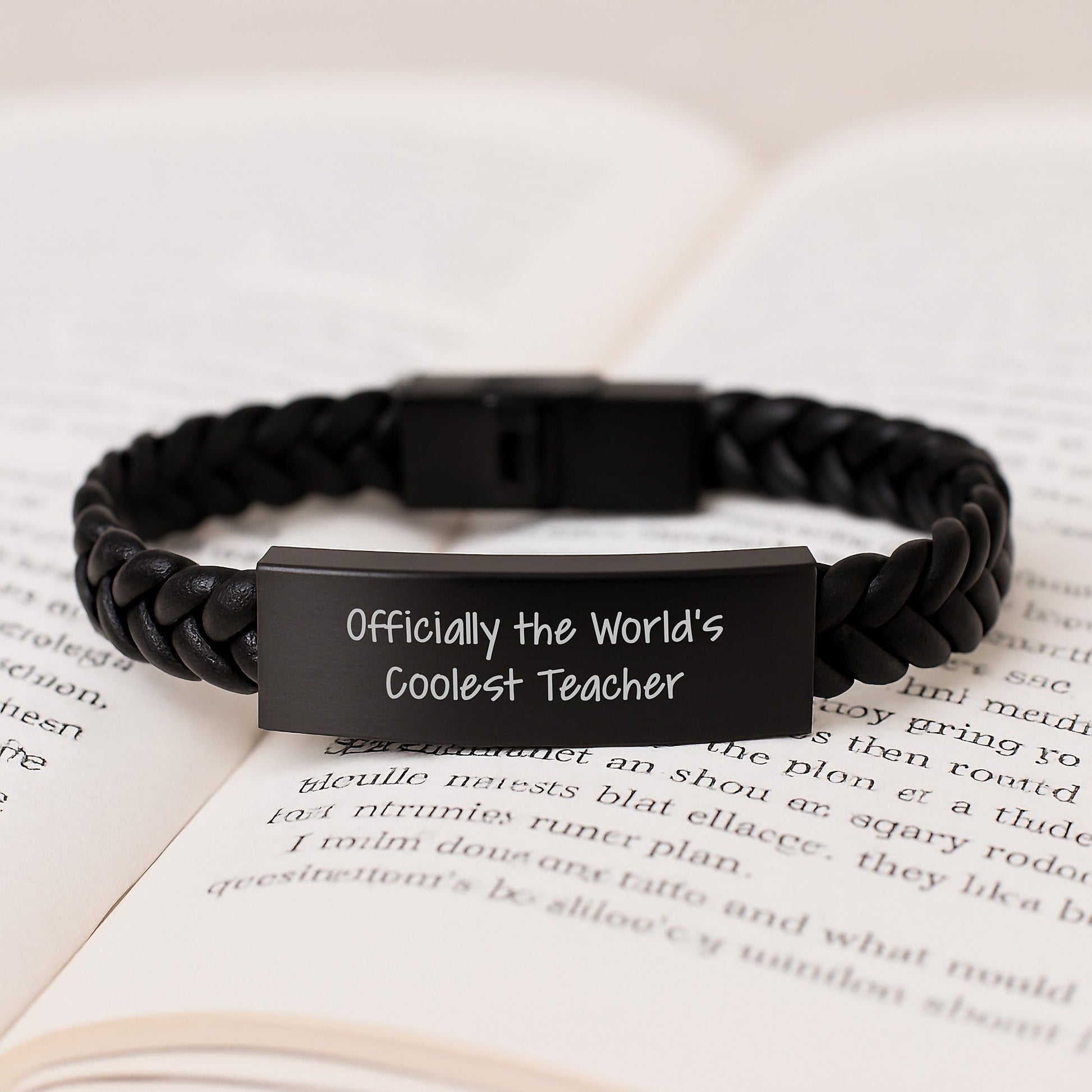 Funny Teacher Gifts from Friends - Officially The World's Coolest Teacher, Teacher Appreciation Christmas Unique Gifts, Teacher Interlaced Leather Bracelet for Men Women - The Buy Boom