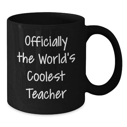 Funny Teacher Gifts from Men to Women Friends Coworkers Family - Officially The World's Coolest Teacher Black Coffee Mug for Christmas Unique Presents - The Buy Boom