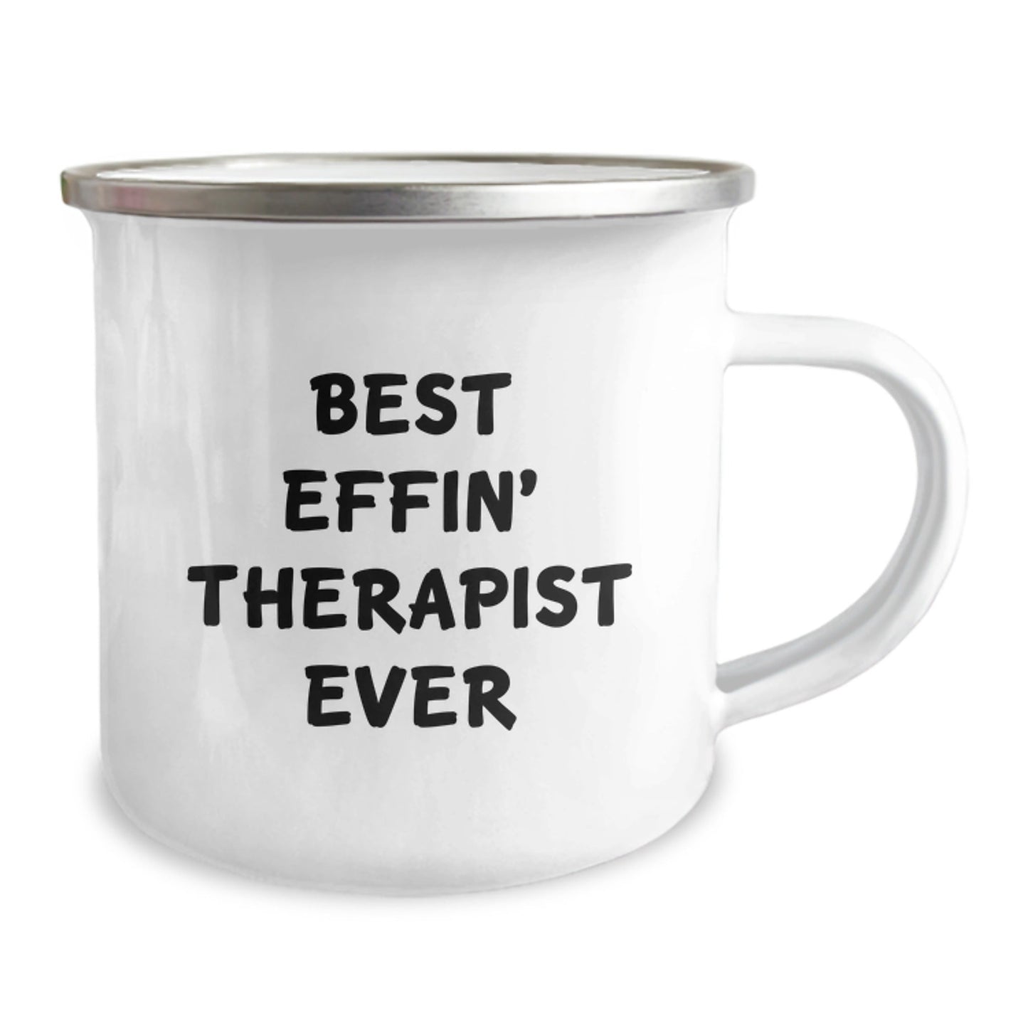 Funny Therapist Gifts for Men - Best Effin' Therapist Ever Christmas Unique Mug, Stainless Steel with Enamel Finish, Perfect for Friends and Family - The Buy Boom