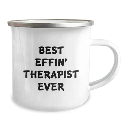 Funny Therapist Gifts for Men - Best Effin' Therapist Ever Christmas Unique Mug, Stainless Steel with Enamel Finish, Perfect for Friends and Family - The Buy Boom