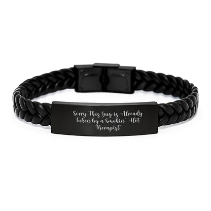 Funny Therapist Gifts for Men - Interlaced Leather Bracelet with Engraved Stainless Steel, Perfectly Taken - Christmas Unique Gifts from Friends or Family - The Buy Boom