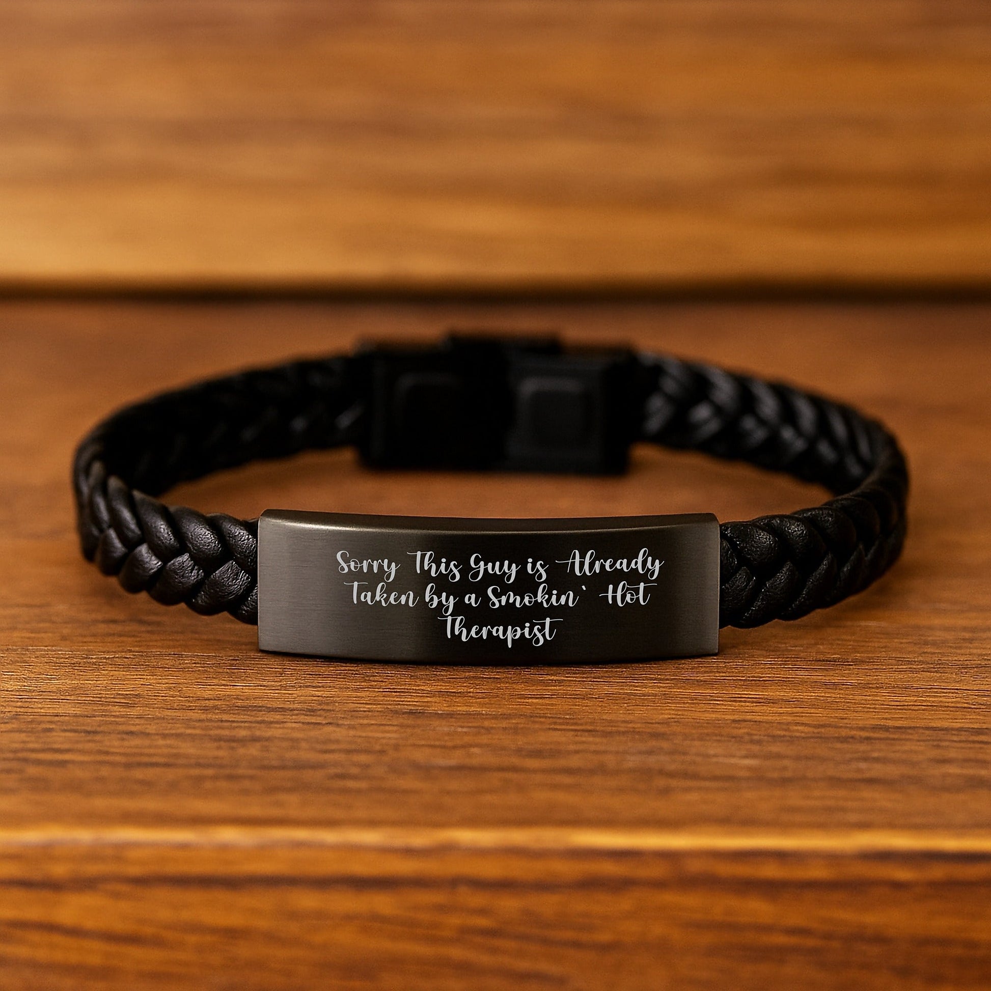 Funny Therapist Gifts for Men - Interlaced Leather Bracelet with Engraved Stainless Steel, Perfectly Taken - Christmas Unique Gifts from Friends or Family - The Buy Boom