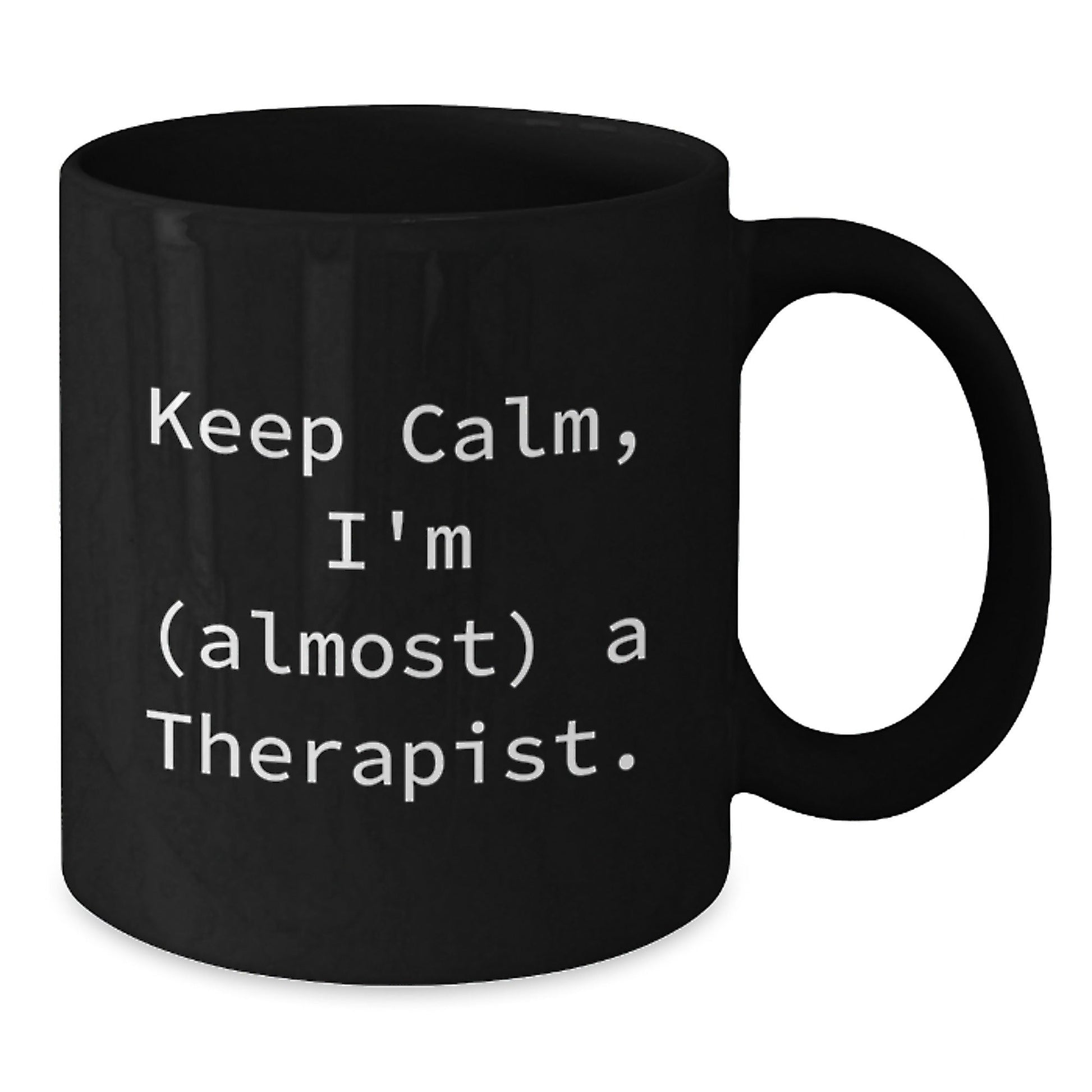 Funny Therapist Gifts for Men Women Friends Family - Keep Calm I'm (almost) A Therapist Black Coffee Mug, Unique Christmas Memorable Presents, Gifts from Friends, Family, Coworkers - The Buy Boom