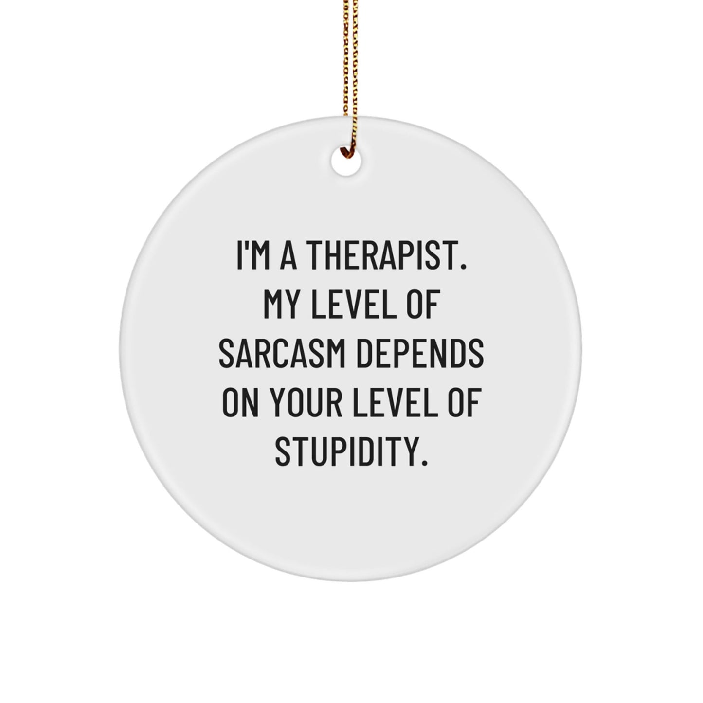 Funny Therapist Gifts from Friends for Christmas Unique Circle Ornaments, 'I'm A Therapist My Level Of Sarcasm Depends On Your Level Of Stupidity', Gift for Therapist Men Women Coworkers - The Buy Boom