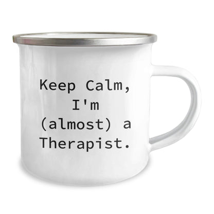 Funny Therapist Gifts from Friends - Keep Calm I'm (almost) A Therapist. Camping Mug, Christmas Unique Gifts for Therapist Men Women Coworkers - The Buy Boom