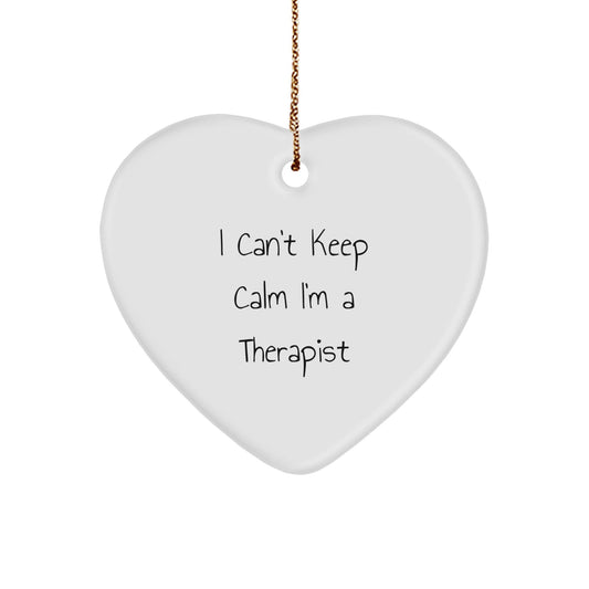 Funny Therapist Gifts, I Can't Keep Calm I'm A Therapist Heart Ornament, Christmas Unique Presents for Therapist Friends and Family - The Buy Boom