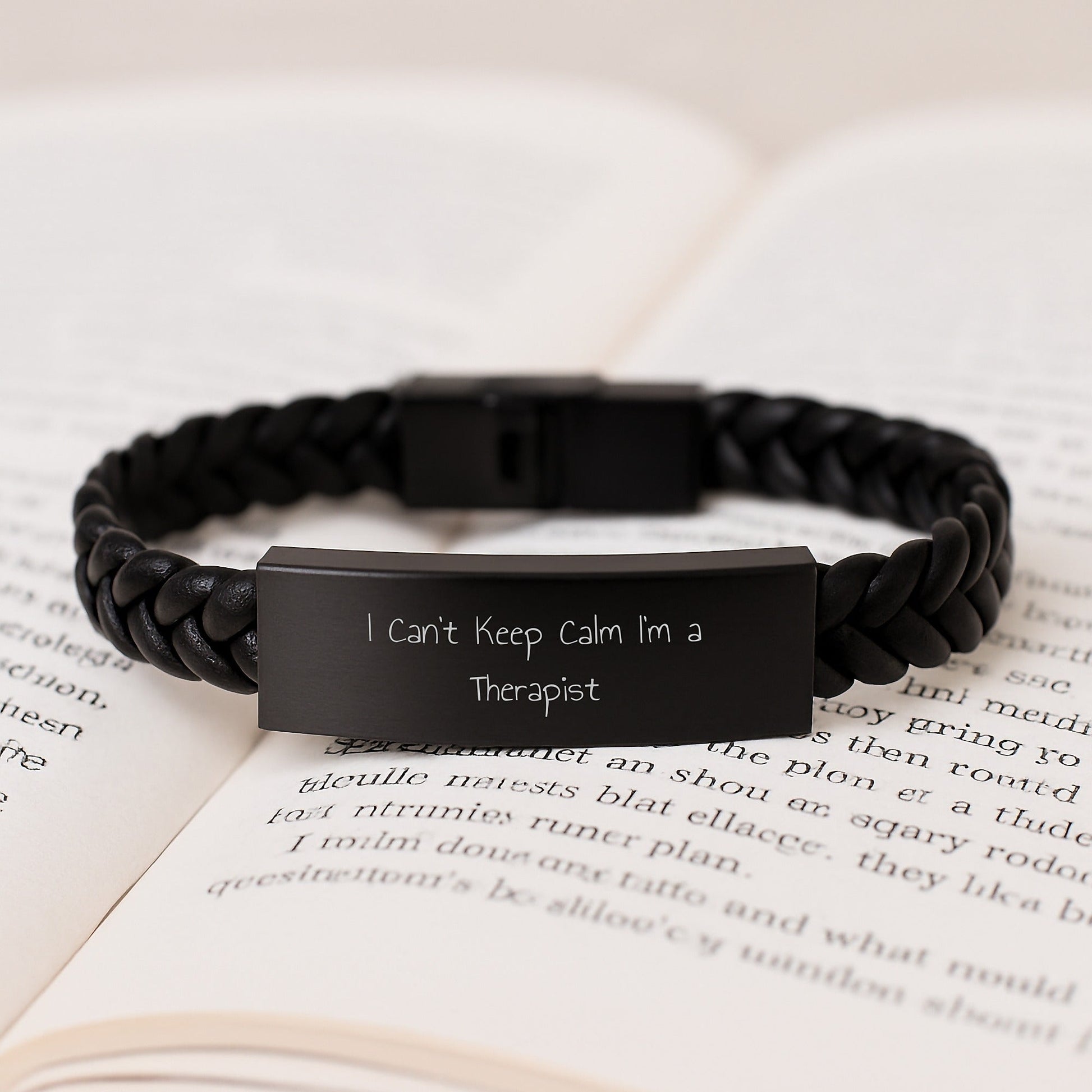 Funny Therapist Gifts, I Can't Keep Calm I'm A Therapist Interlaced Leather Bracelet for Birthday, Gifts from Men to Therapist, Unique Birthday Unique Gifts for Therapist Friends - The Buy Boom