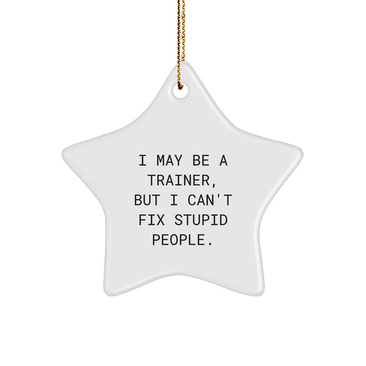 Funny Trainer Gifts for Men, Women, Friends, Coworkers, Family - I May Be A Trainer, Star Ornament, White, 3.25' Tall, Christmas Unique Gifts from Friends - The Buy Boom