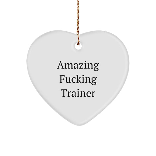 Funny Trainer Gifts from Friends, Trainer Heart Ornament for Christmas Unique Gifts, 'Amazing F - king Trainer' Quote Decor - The Buy Boom