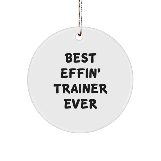 Funny Trainer Gifts from Men for Friends Trainer Christmas Unique Circle Ornaments with Best Effin' Trainer Ever Quote - White Circle - The Buy Boom