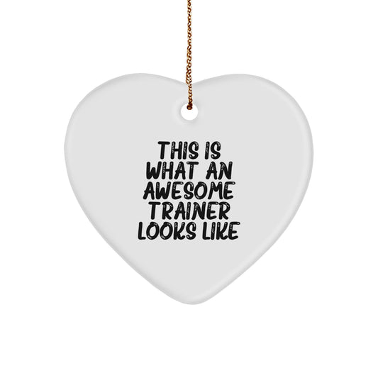Funny Trainer Gifts This Is What An Awesome Trainer Looks Like Heart Ornament for Christmas - The Buy Boom