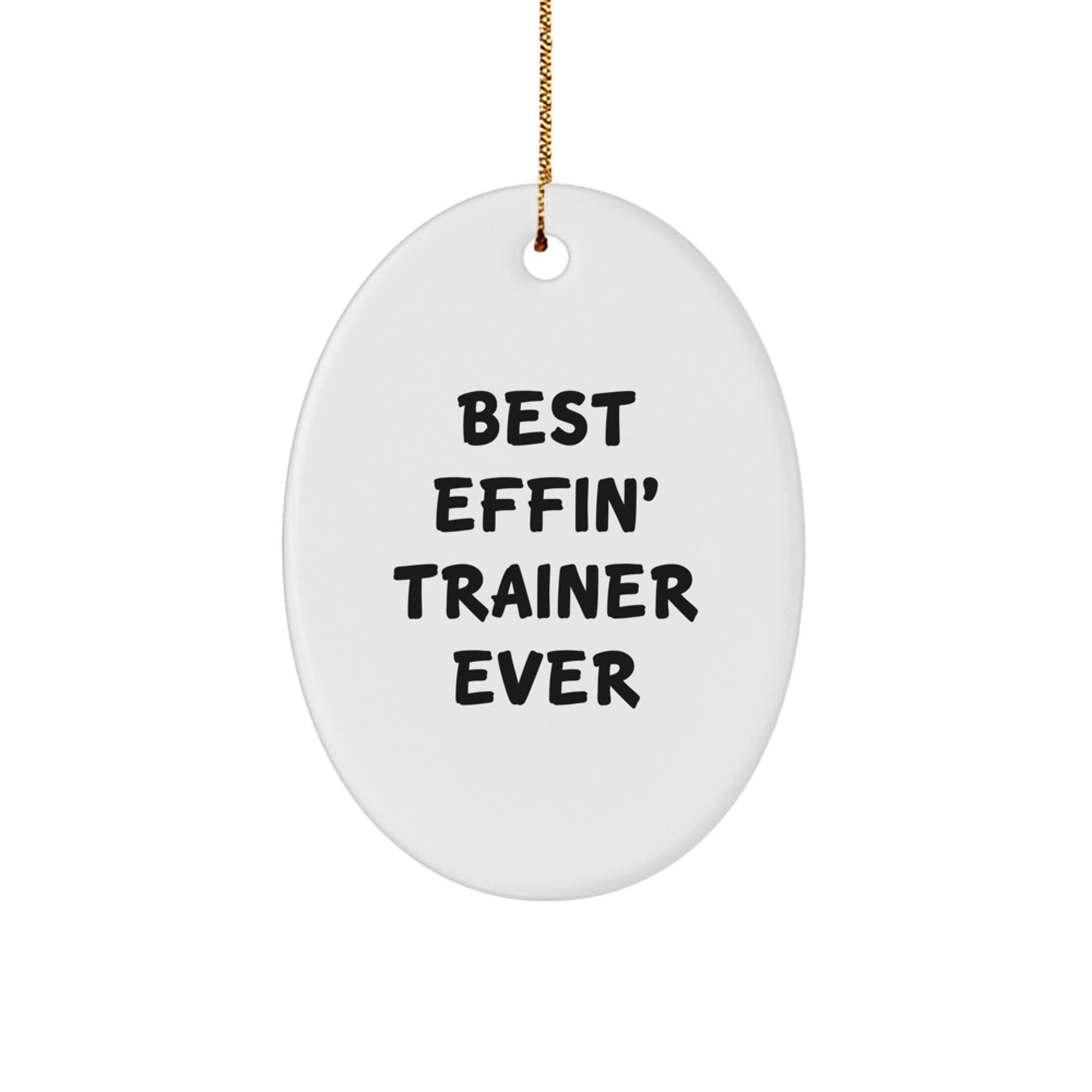 Funny Trainer Oval Ornament Gifts from Friends, Unique Christmas Unique Gifts for Men, Oval Trainer Shaped Decorations with Best Effin' Trainer Ever Quote - The Buy Boom