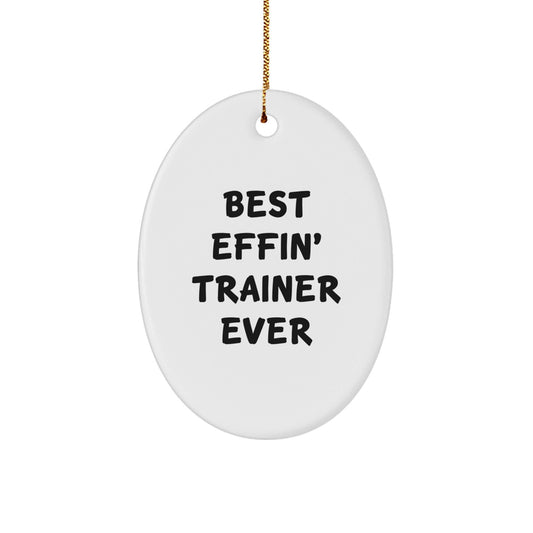 Funny Trainer Oval Ornament Gifts from Friends, Unique Christmas Unique Gifts for Men, Oval Trainer Shaped Decorations with Best Effin' Trainer Ever Quote - The Buy Boom