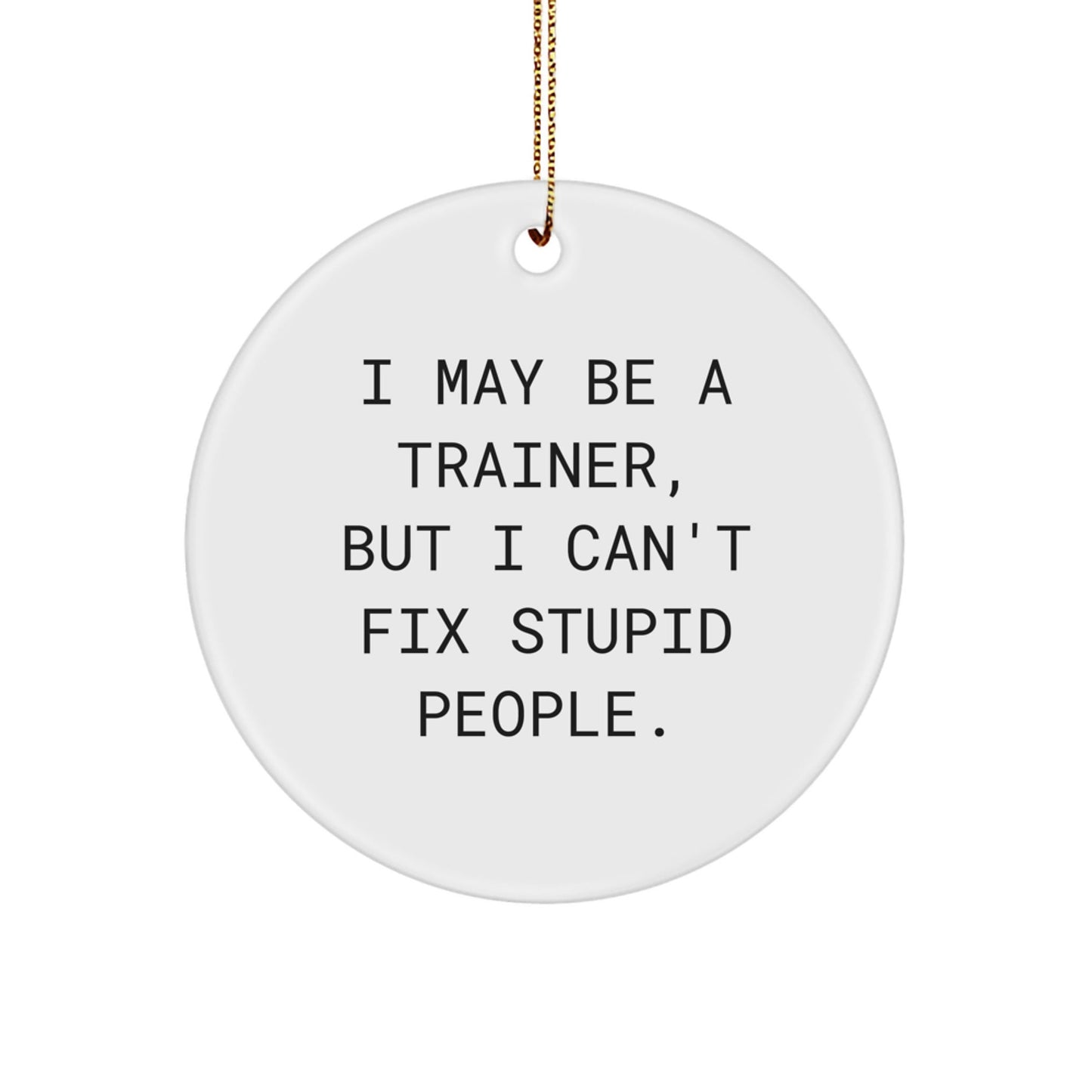 Funny Trainer Quote Circle Ornament, Gifts from Men to Trainer Friends, Unique Christmas Unique Gifts for Trainer, I May Be A Trainer, But I Can't Fix Stupid People. - The Buy Boom