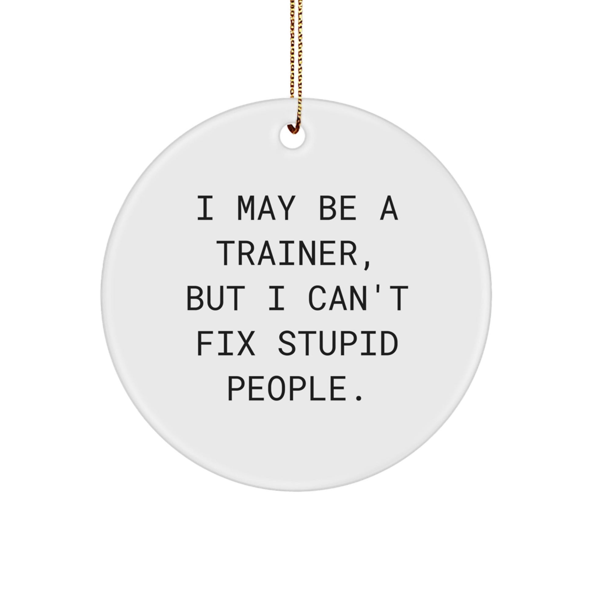 Funny Trainer Quote Circle Ornament, Gifts from Men to Trainer Friends, Unique Christmas Unique Gifts for Trainer, I May Be A Trainer, But I Can't Fix Stupid People. - The Buy Boom