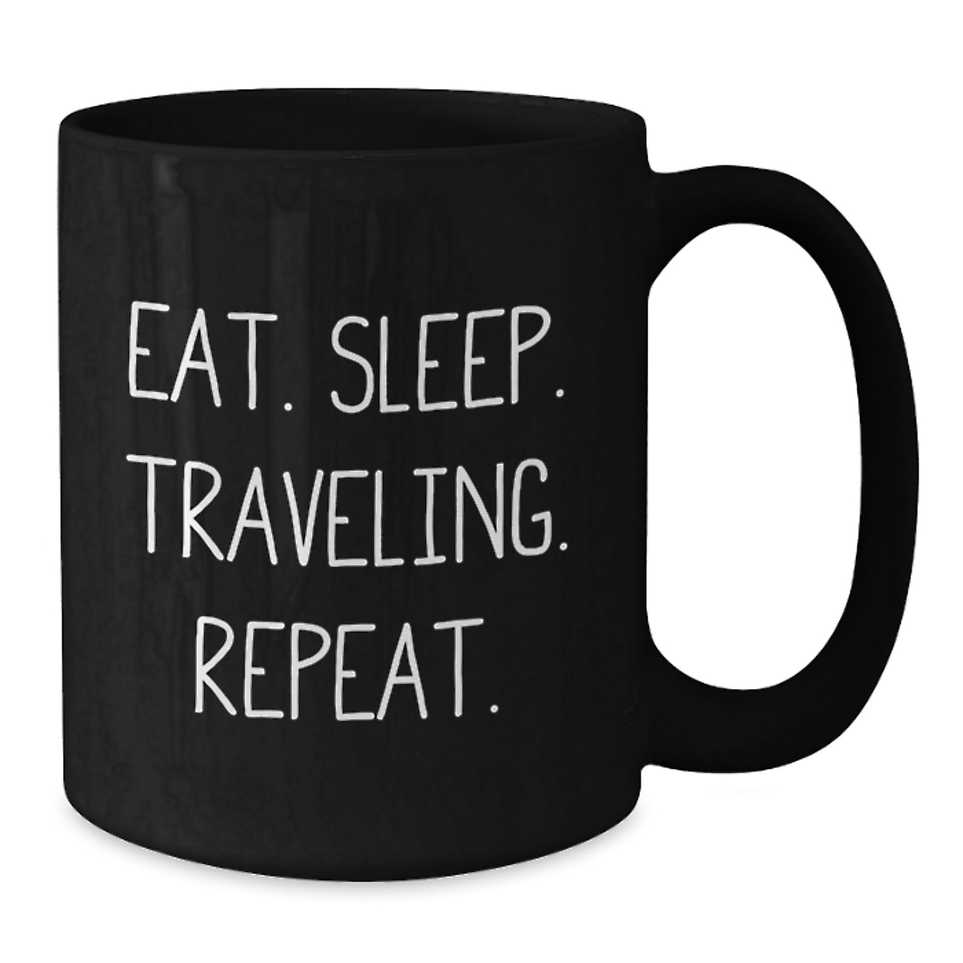 Funny Traveling Gifts for Men from Friends, Unique Black Coffee Mug for Graduation, Eat. Sleep. Traveling. Repeat. - The Buy Boom