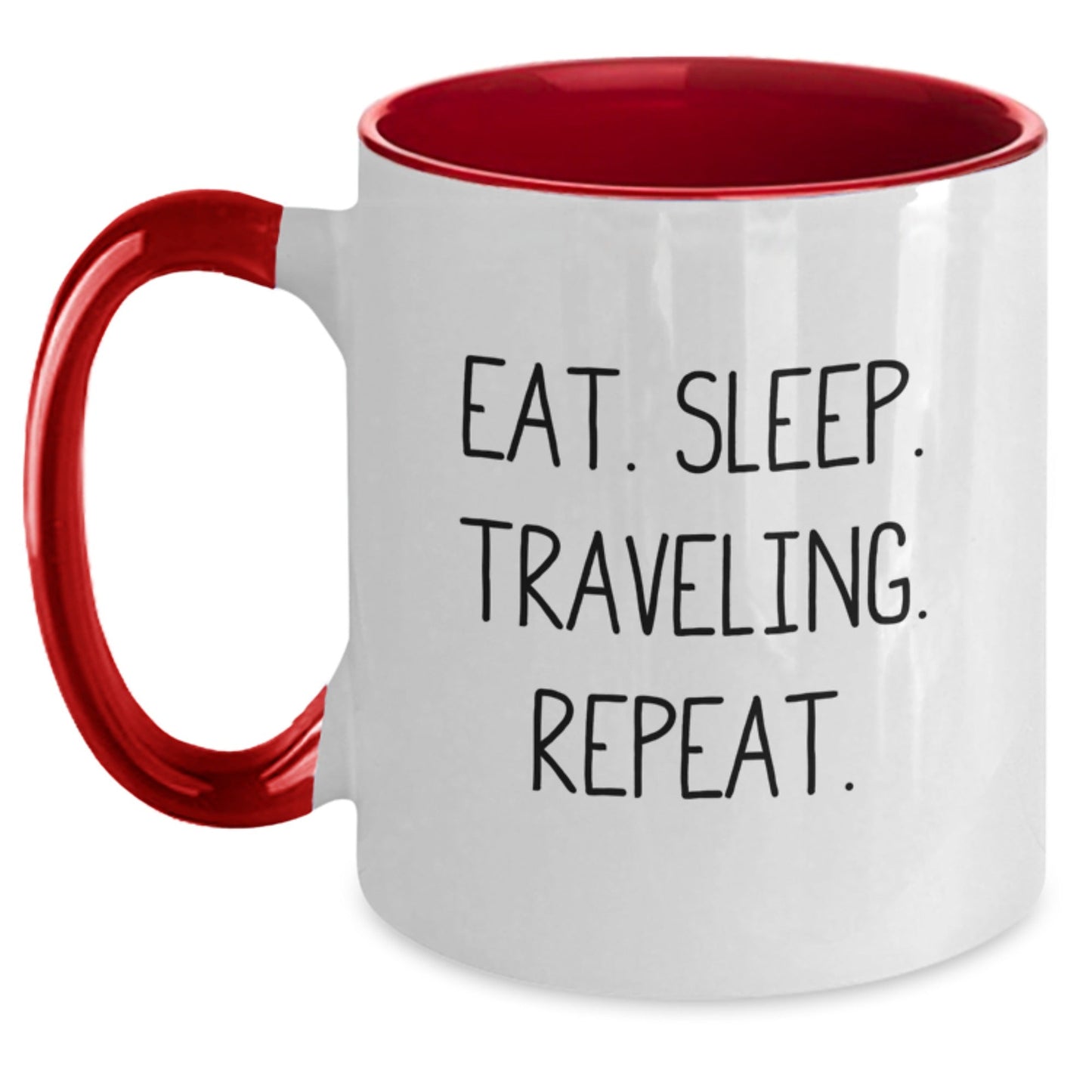 Funny Traveling Two Tone Coffee Mugs Gifts from Friends and Family for Traveling Enthusiasts, Eat. Sleep. Traveling. Repeat., Graduation Unique Gifts for Her or Him - The Buy Boom